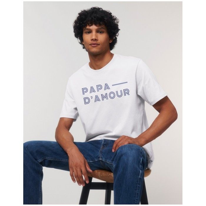 MANI TEXTILE T-shirt homme - Ma Petite Tribu - Papa d'amour - Blanc - Coton bio - Manches courtes