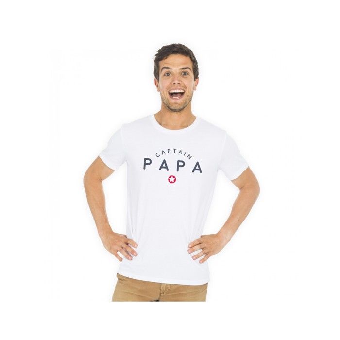 MANI TEXTILE Ma Petite Tribu - T-shirt homme  captain papa  Blanc L