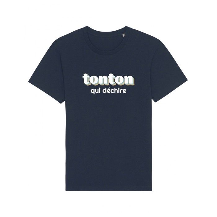MANI TEXTILE Ma Petite Tribu - T-shirt homme  tonton qui déchire  Bleu S