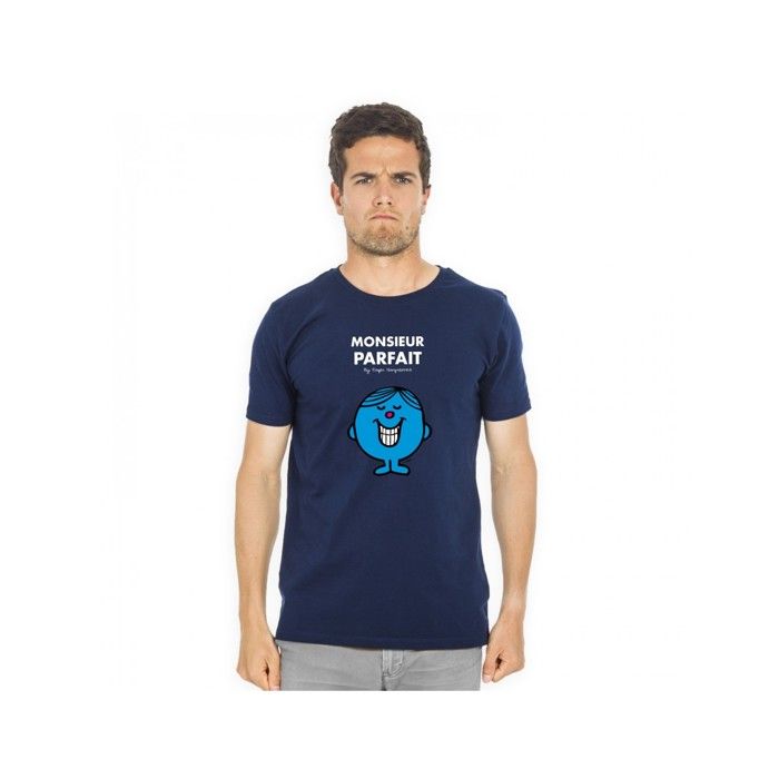 MANI TEXTILE Monsieur Madame - T-shirt homme  monsieur parfait  Bleu L