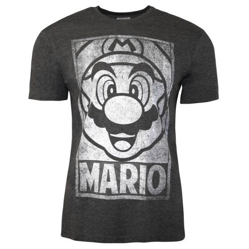 Super Mario heren poster-T-shirt L grijs