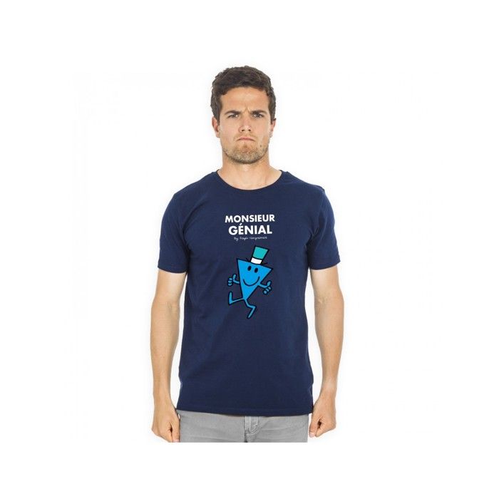 MANI TEXTILE T-shirt homme - Monsieur Madame - Monsieur Génial - Bleu - Coton bio - Manches courtes