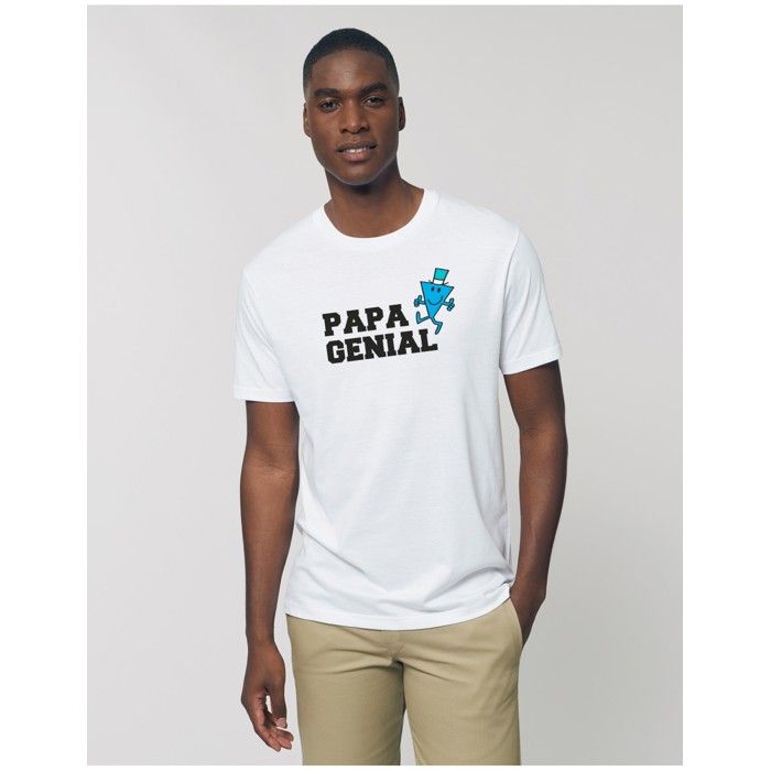 MANI TEXTILE T-shirt - Monsieur Madame - Papa Génial - 100% Coton Bio - Manches Courtes - Col Arrondi