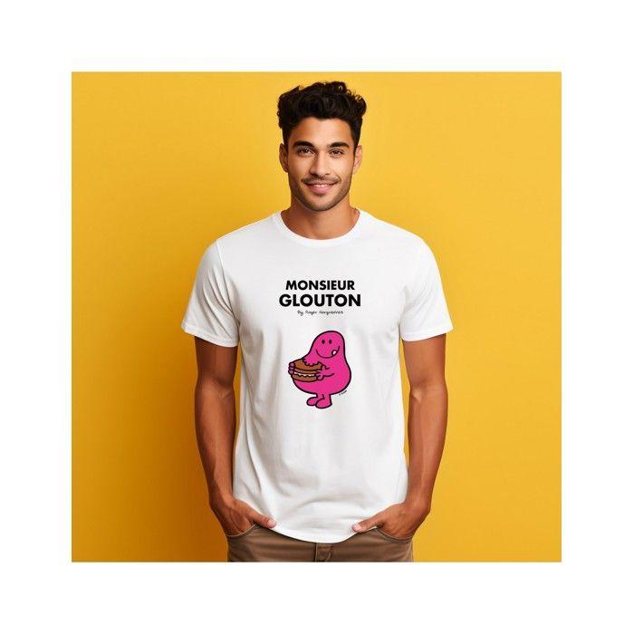 MANI TEXTILE T-shirt homme - Monsieur Madame - Monsieur Glouton - Blanc - Coton Bio - Manches courtes
