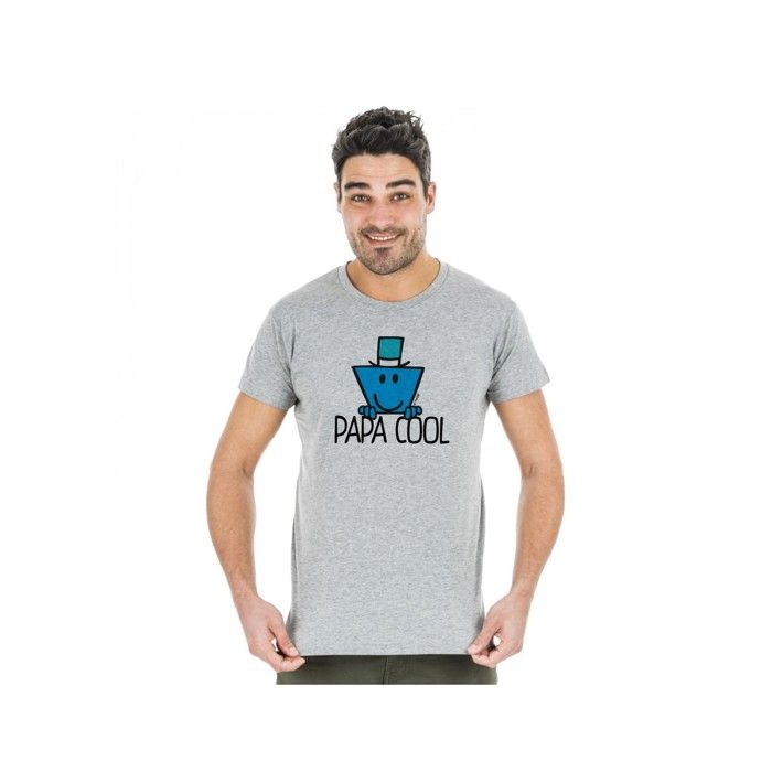 MANI TEXTILE T-shirt homme - Monsieur Madame - Papa Cool - Gris - Coton Bio - Manches courtes