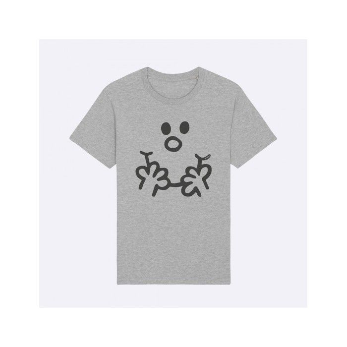 MANI TEXTILE T-shirt homme - Monsieur Madame - Visage - 100% coton bio - Gris - Manches courtes