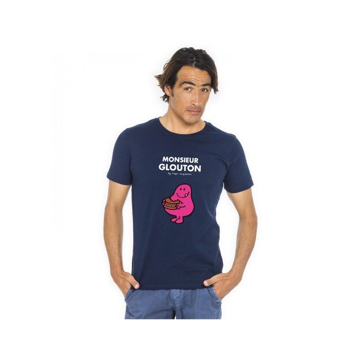 MANI TEXTILE T-shirt homme - Monsieur Madame - Monsieur Glouton - Bleu - Coton Bio - Manches courtes