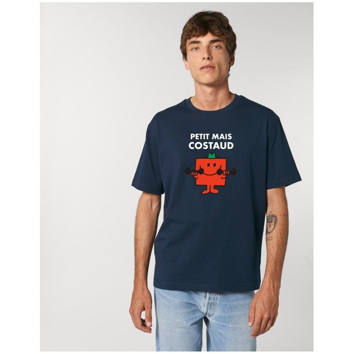 MANI TEXTILE T-shirt Homme - Monsieur Madame - Petit Mais Costaud - 100% Coton Bio - Manches Courtes - Bleu