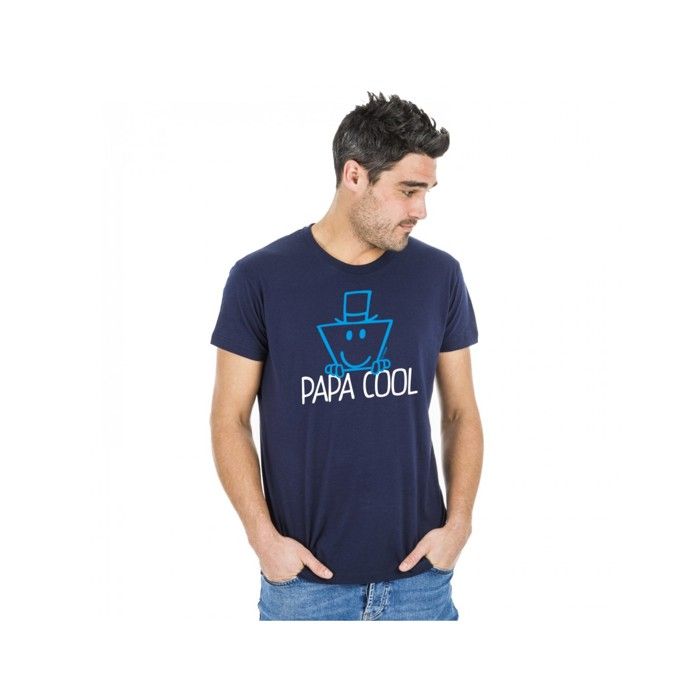 MANI TEXTILE T-shirt homme - Monsieur Madame - Papa Cool - Bleu - Coton Bio - Manches courtes