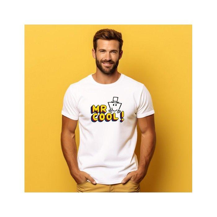 MANI TEXTILE T-shirt homme - Monsieur Madame - Mr cool - Blanc - Coton Bio - Manches courtes