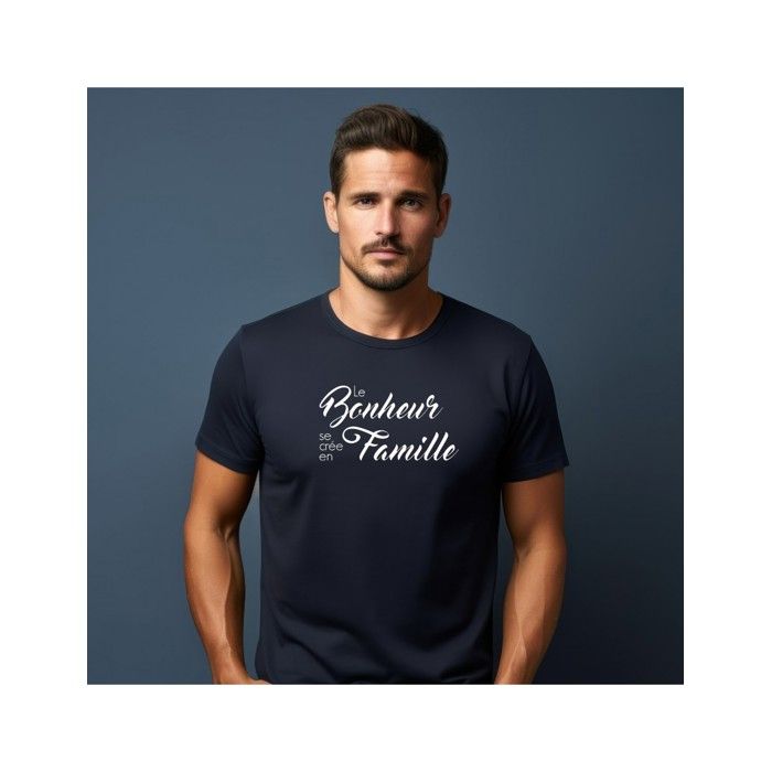 MANI TEXTILE We Are Family - TSHIRT HOMME LE BONHEUR SE CRÉE EN FAMILLE BLEU L