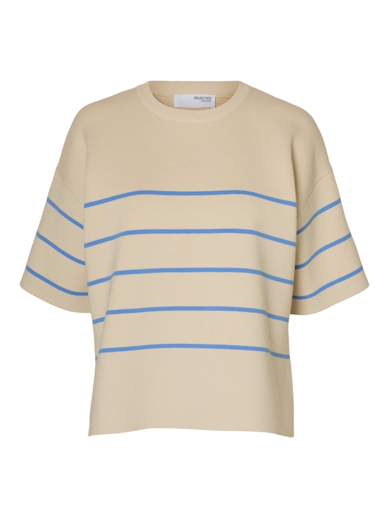Selected Femme slfliva 2/4 knit o-neck noos 16092337 cornflower blue