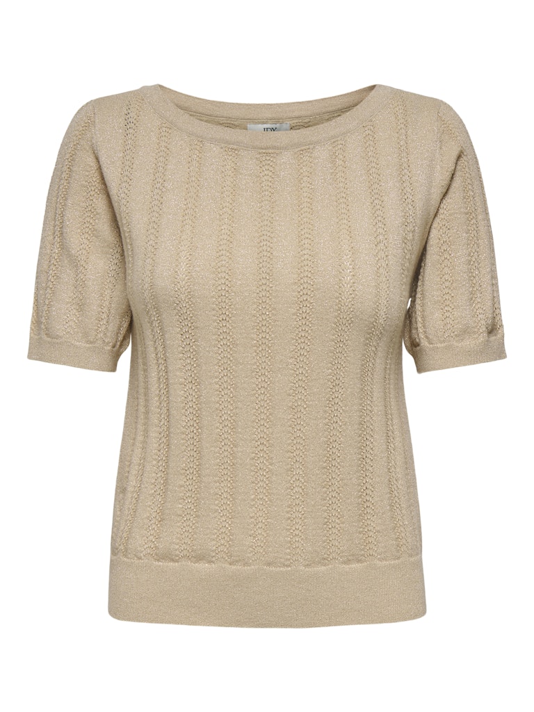Jacqueline de Yong Jdybeauty ss boat neck glitter pull knt zand