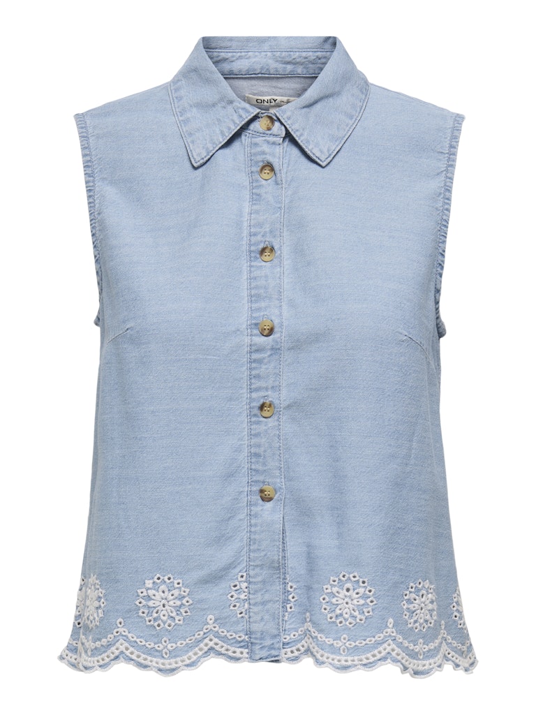Only Onlmoon sl brod anglaise dnm shirt qyt blue denim