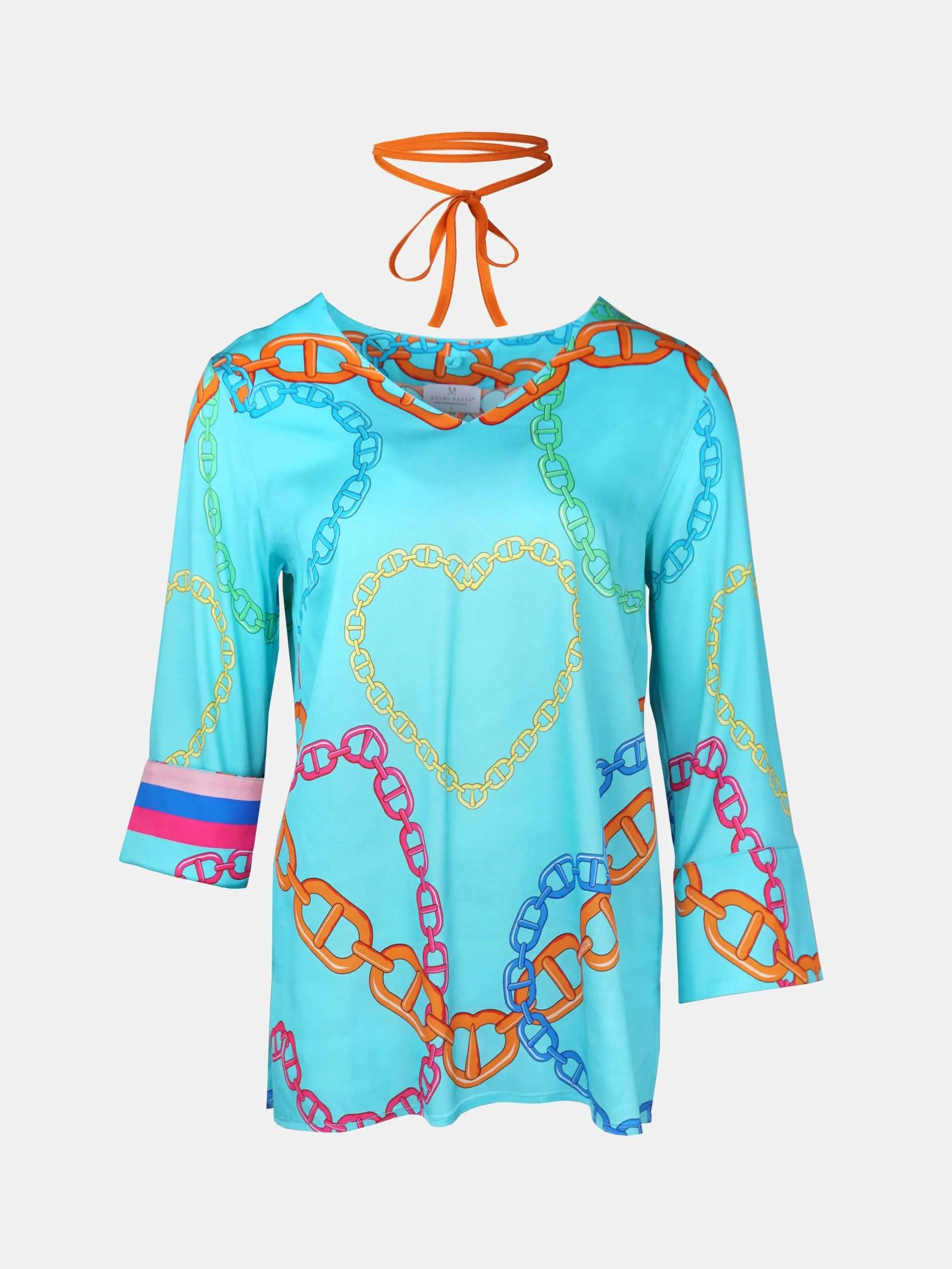 Mucho Gusto  blouse maledives turquoise ketting hart print