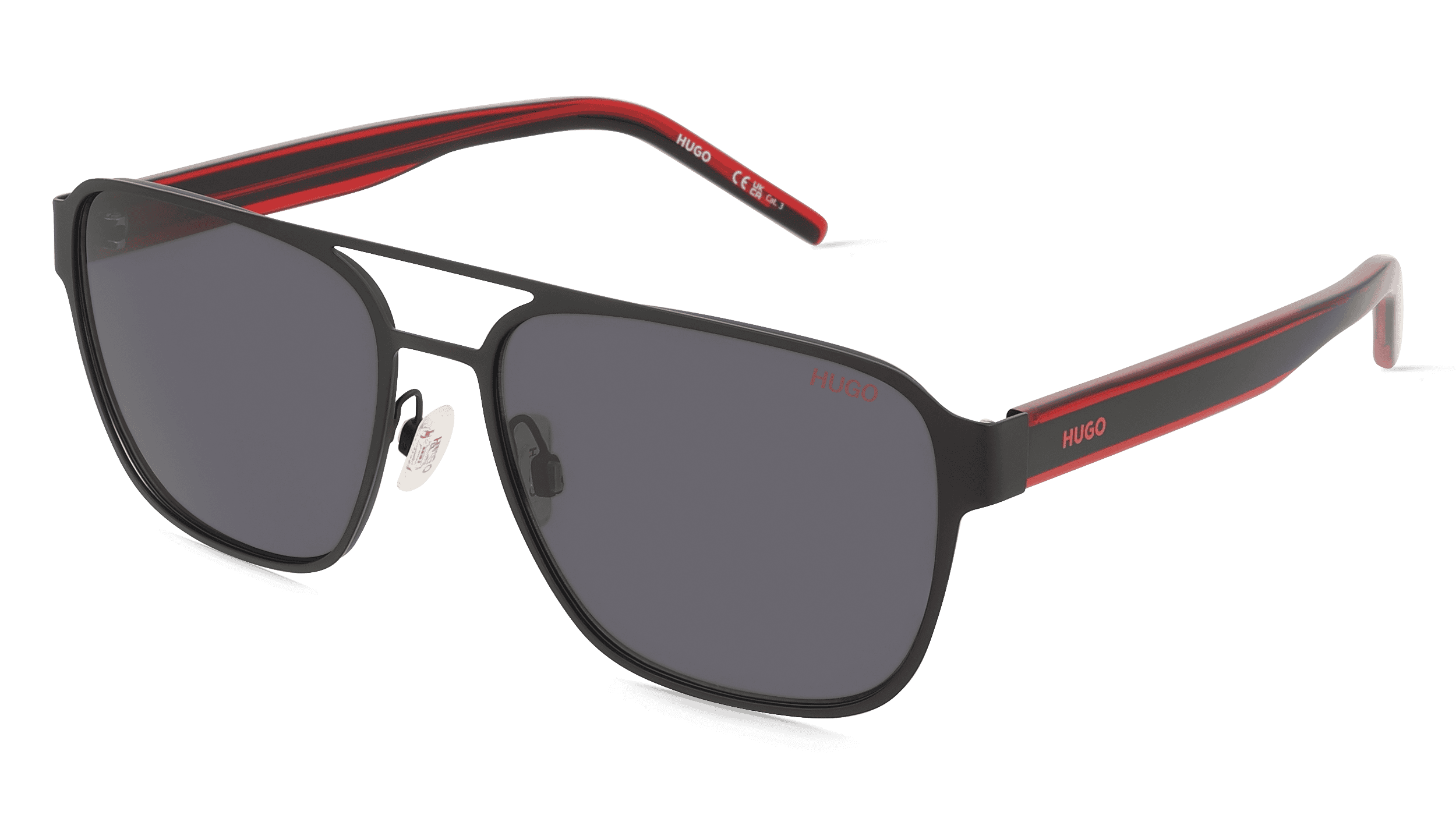 Hugo HG 1298/S Mannen Zonnebril, zwart rood