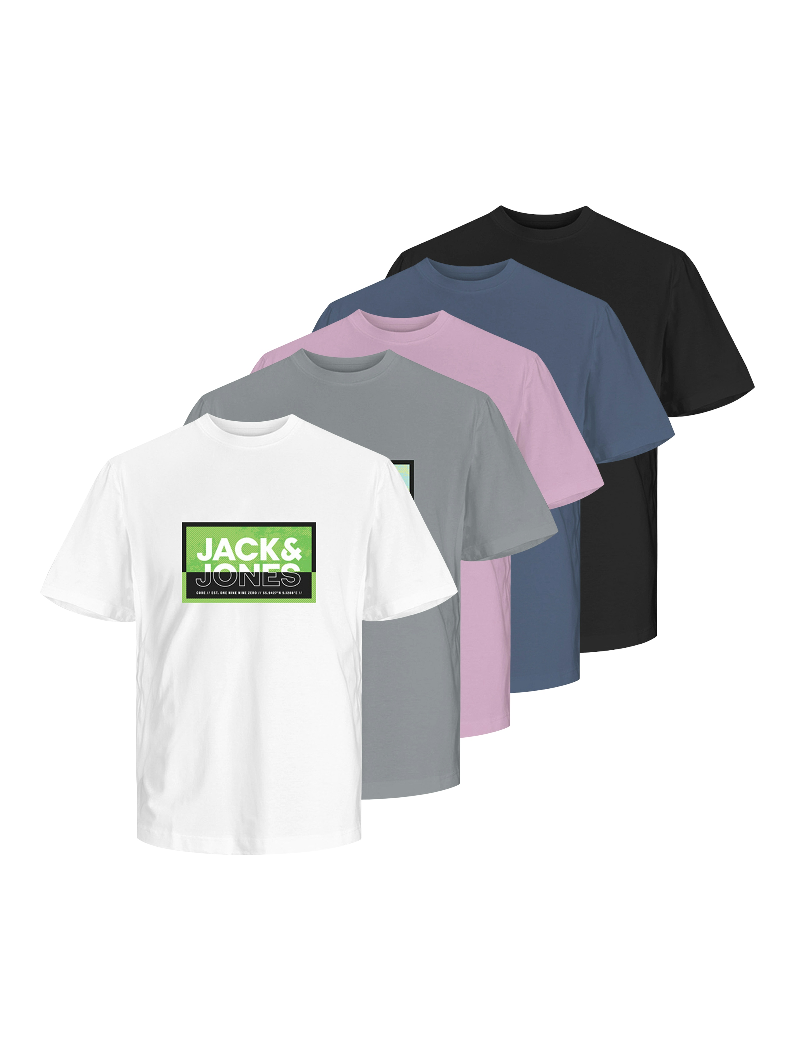 Jack & Jones Jcologan summer print tee crew 5pk