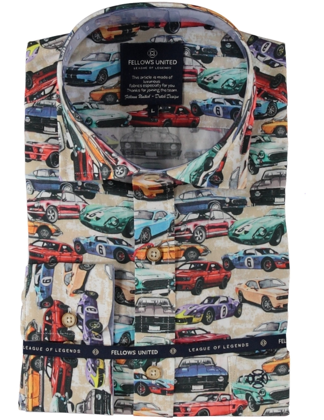 Fellows United Korte Mouw Overhemd Cars Stretch 