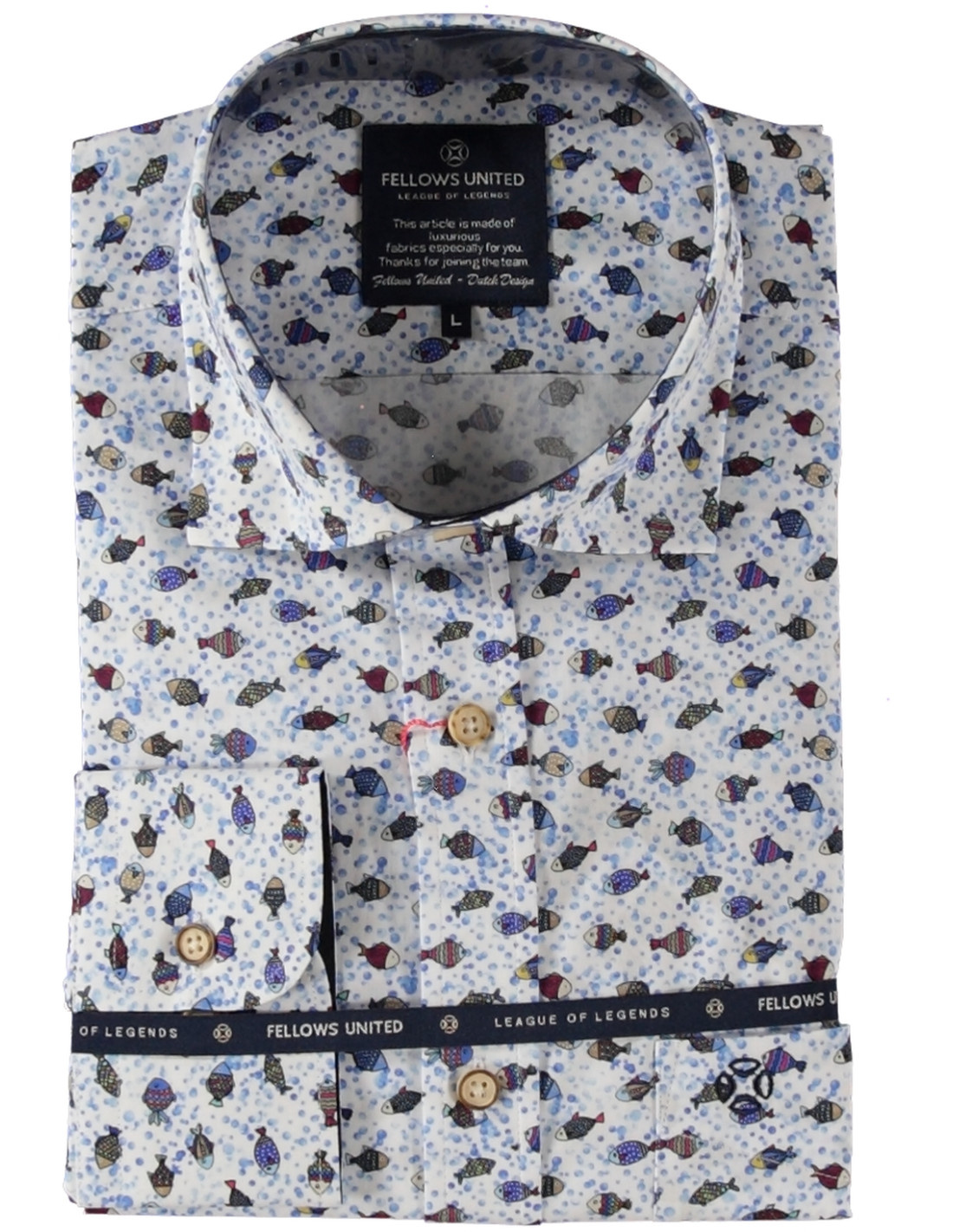 Fellows United Korte Mouw Overhemd Bubbles & Fishes Stretch Multicolor 