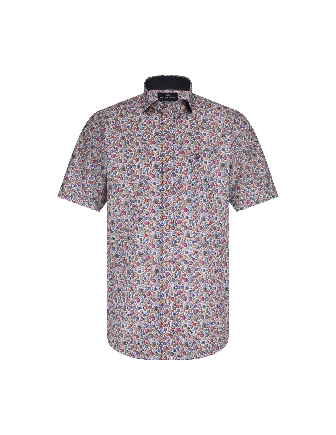 Fellows United Korte Mouw Overhemd Dots Stretch Multicolor 