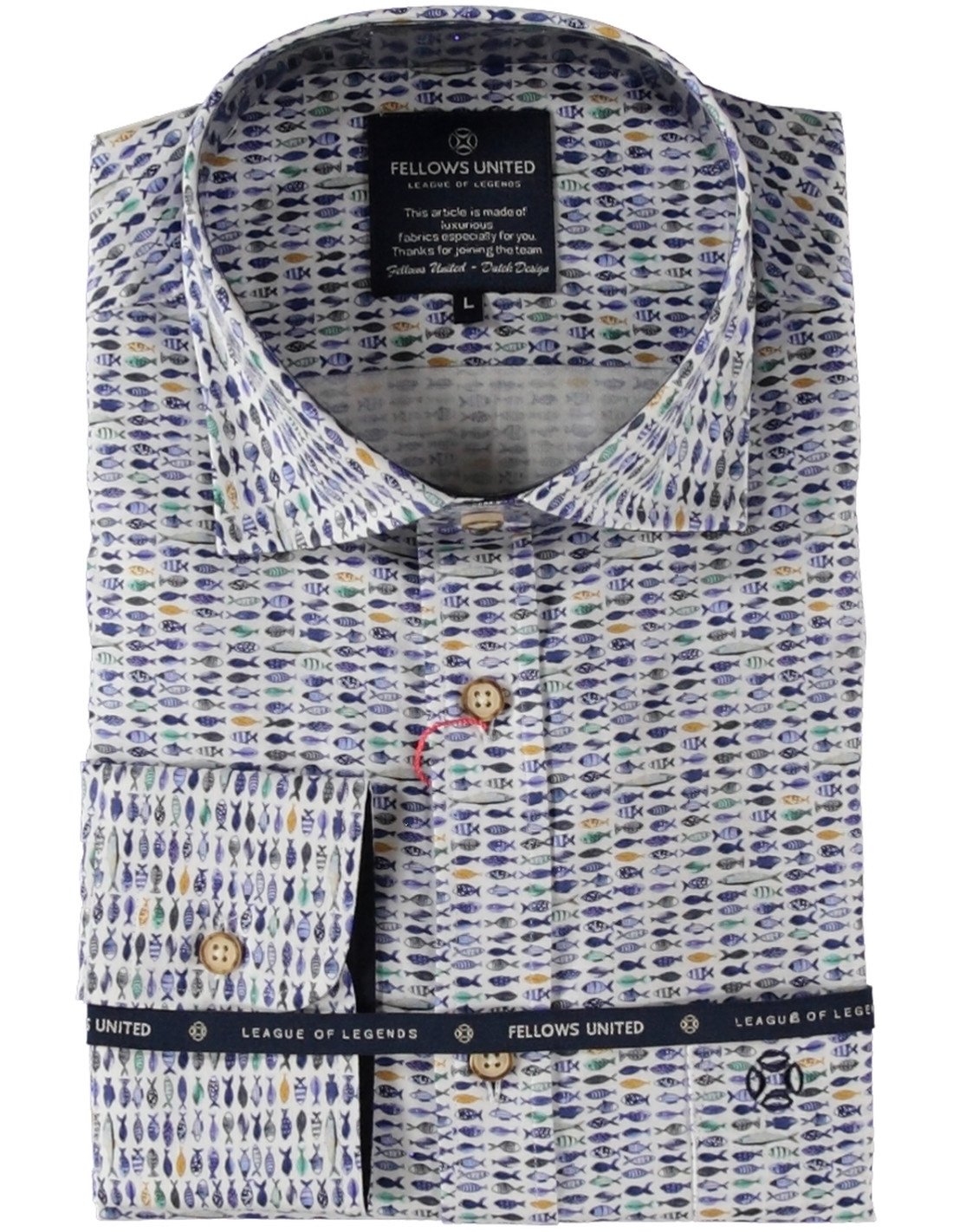 Fellows United Korte Mouw Overhemd Fishes Multicolor 