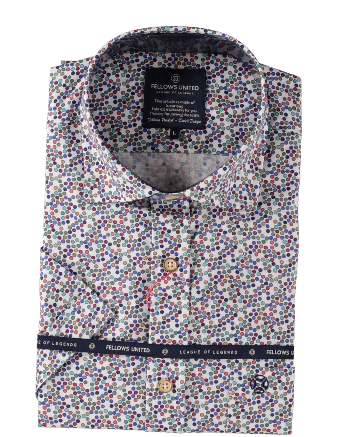 Fellows United Korte Mouw Overhemd Stretch Dots Multicolor 