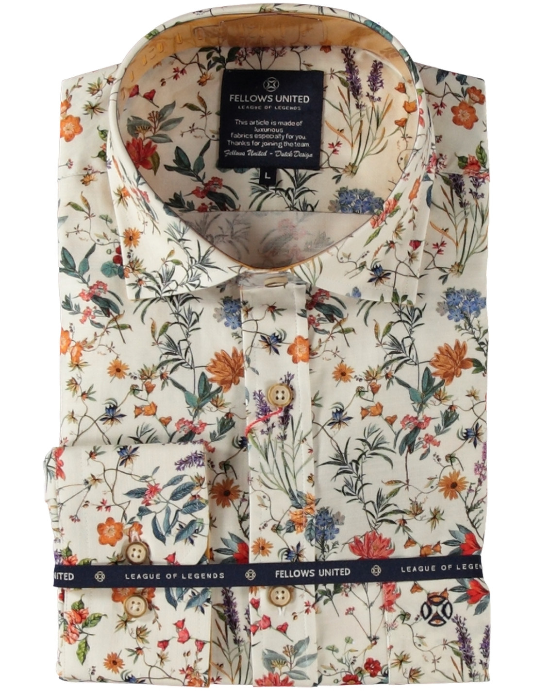 Fellows United Korte Mouw Overhemd Stretch Flowers Multicolor 