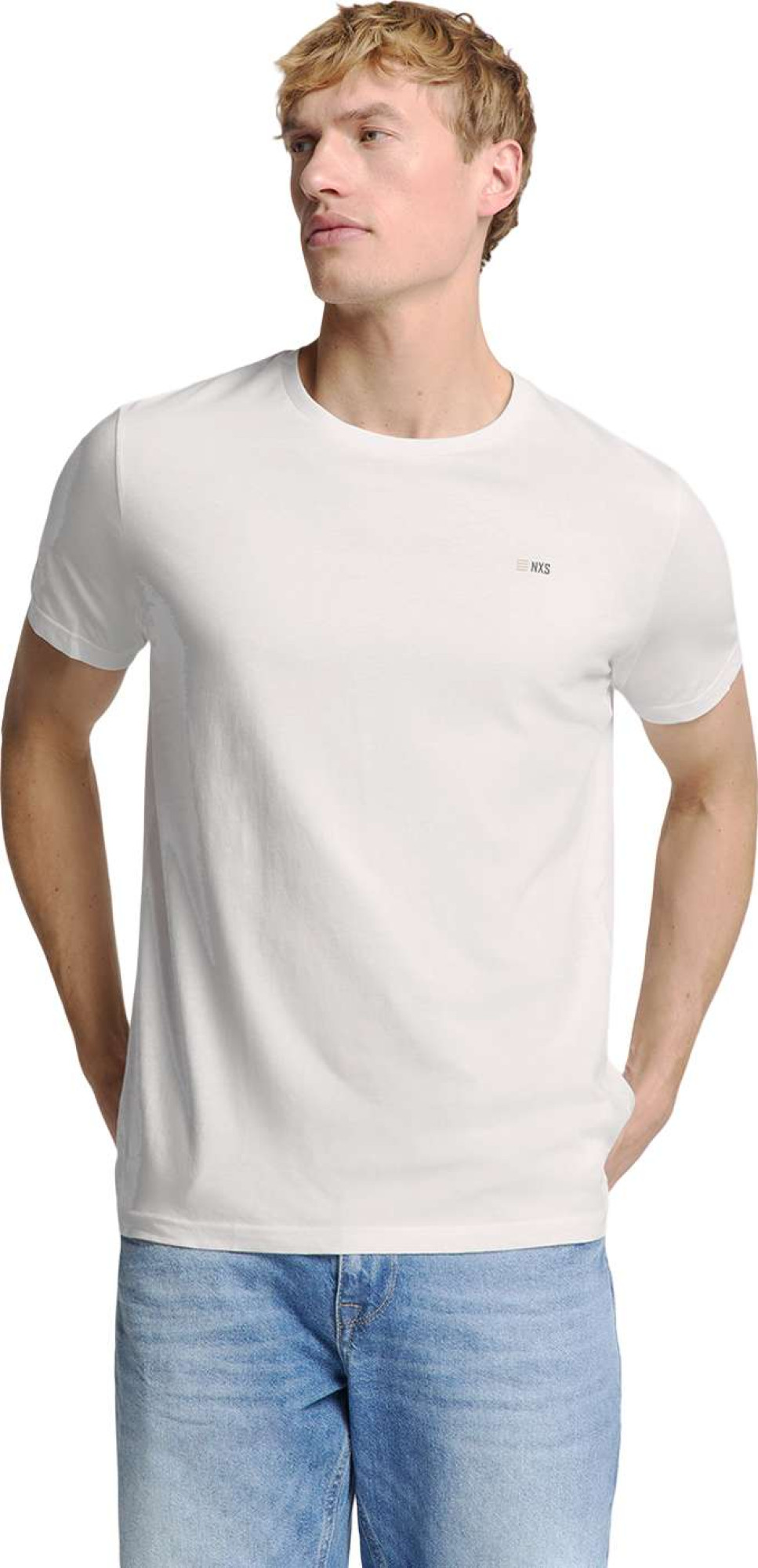 No Excess T-shirt crewneck solid basic white