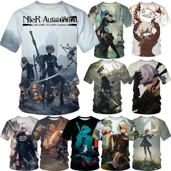 Xin nan zhuang Zomer Heren Casual Korte Mouw T-shirt Mode Nier Automata 3D Geprint T-shirt Persoonlijkheid Harajuku Streetwear Korte Mouw XXXXL