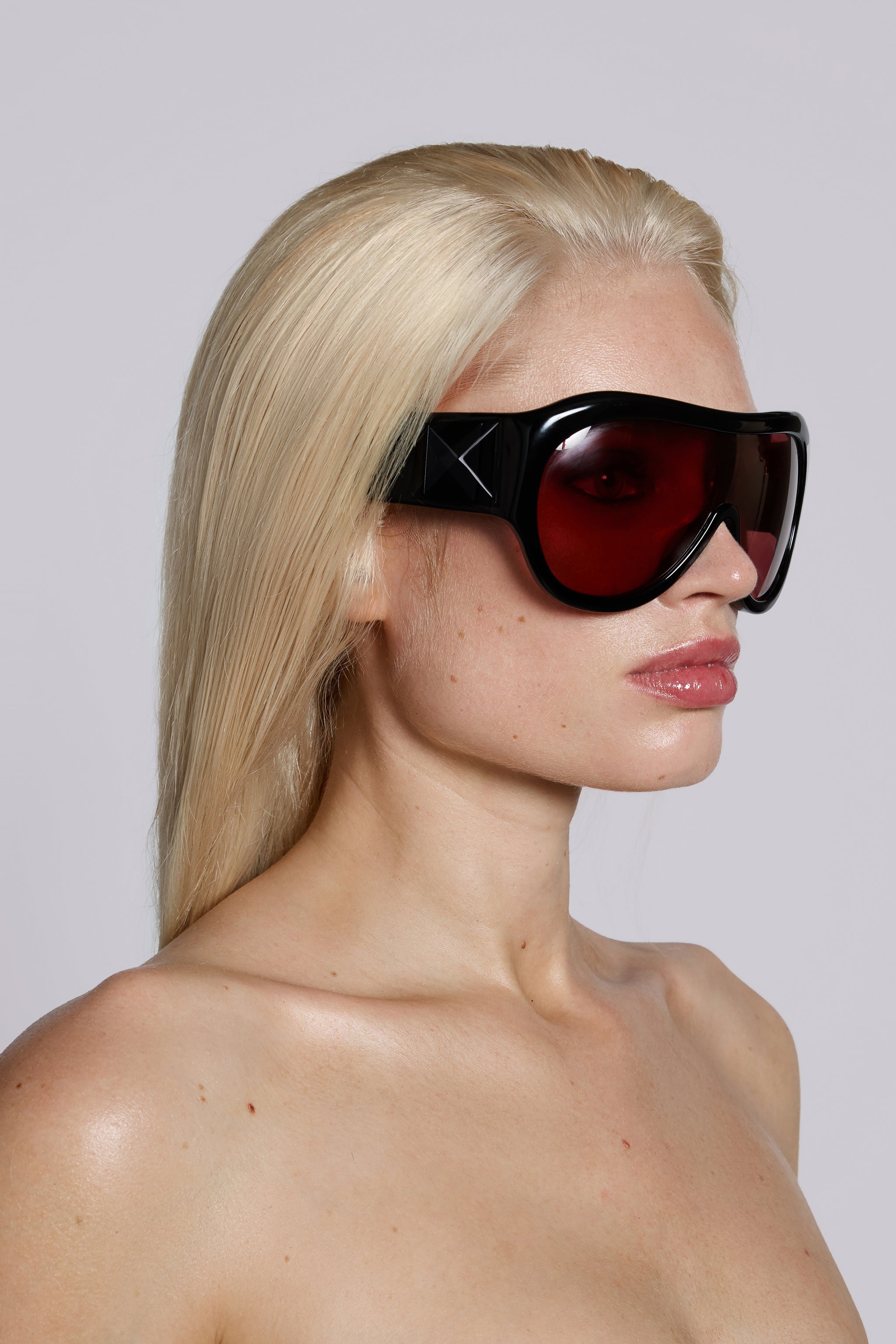 Jaded London Noctra XL Stud Sunglasses in Damson