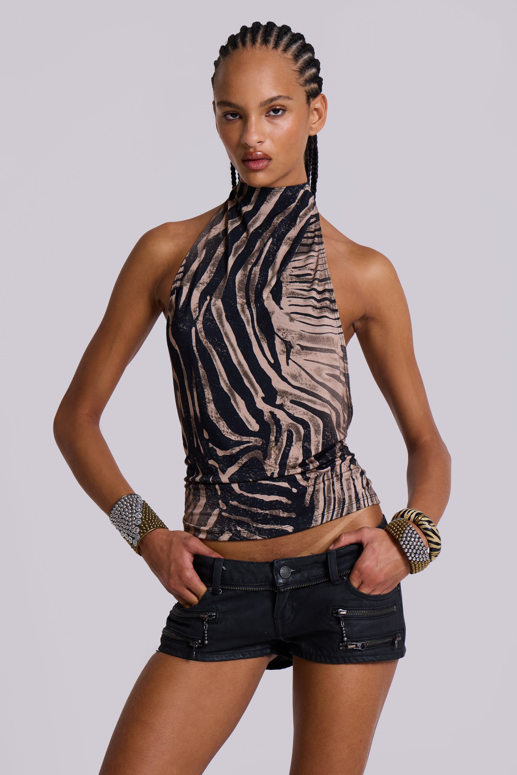 Jaded London Zebra Zene Backless Top