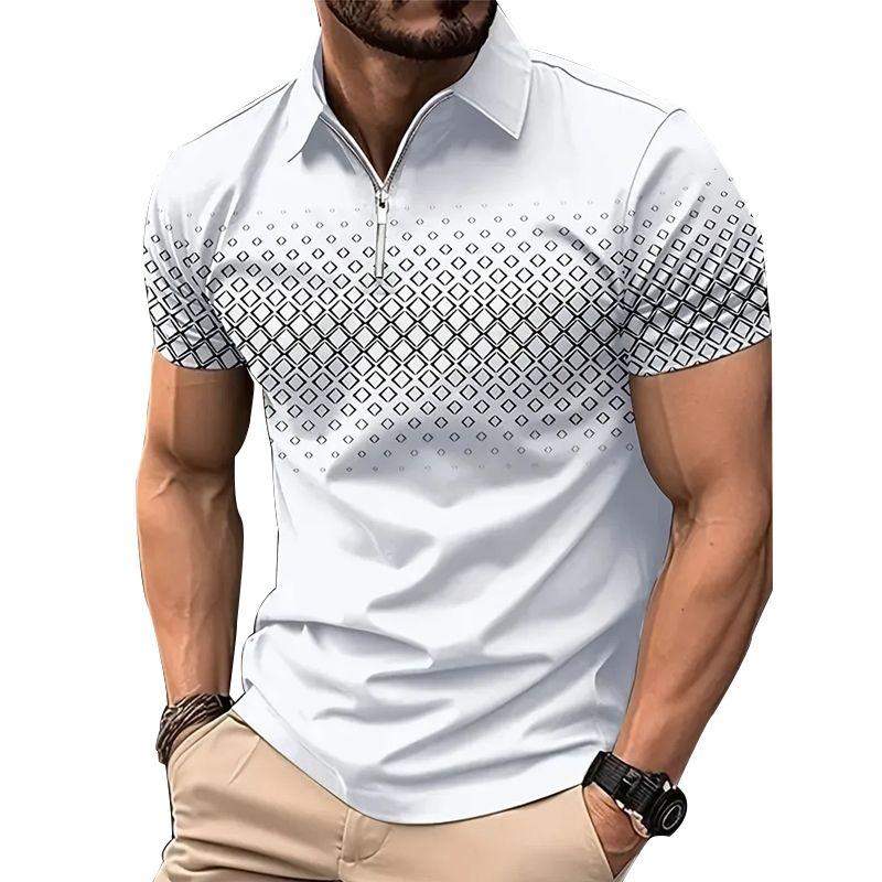 Bengbukulun Herenmode Slim Fit zomerpoloshirt met korte mouwen en sportrits. L