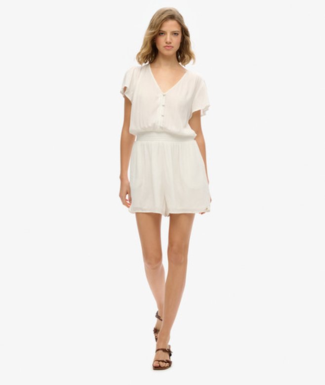 Superdry Playsuit met Print en Korte Mouwen White