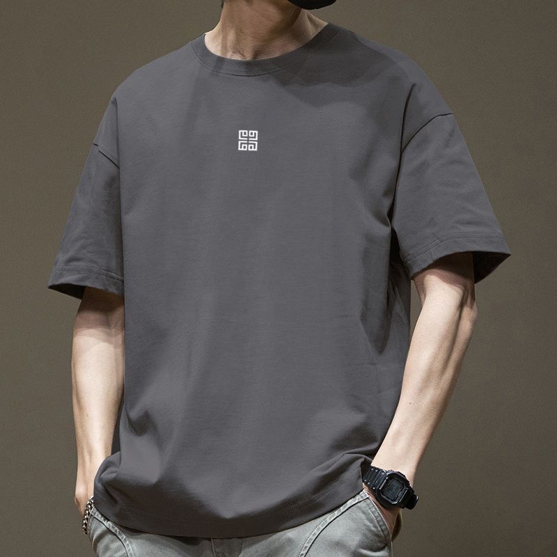 Bistrota 100% Katoen Heren T-shirt O-hals Halve Mouwen Casual Los T-shirt Man Hip Hop Pullover Shirt L lichtbruin