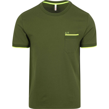Sun68 T-shirt  Piqué T-Shirt Fluo Stripe Army Groen