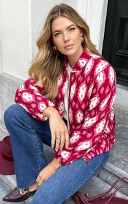 The Musthaves Bomber Jacket Classic Print Burgundy