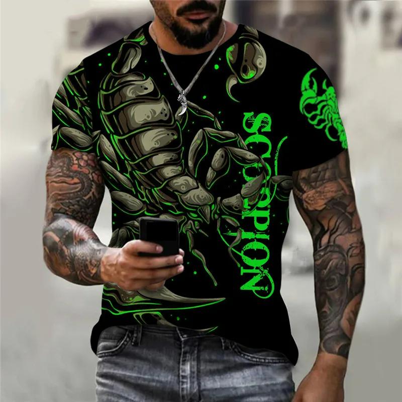 Transmission of love Scorpion Grafisch Heren Trend T-shirts Korte Mouw O-hals Straat 3D Dierenprint Heren T-shirt 6XL Grote Maat Zomer Casual Tops 5XL