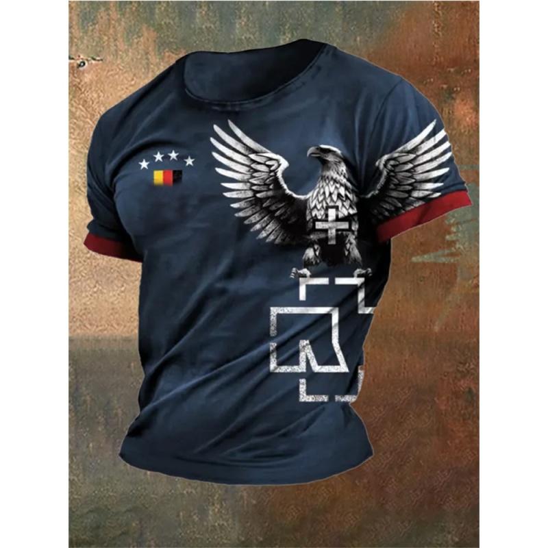 ETST 007 Heren T-shirt Zomer T-shirt Casual Korte Mouw Top O Hals T-shirt Losse Micro Elasticiteit Retro Mode Ademende Herenkleding 2XL