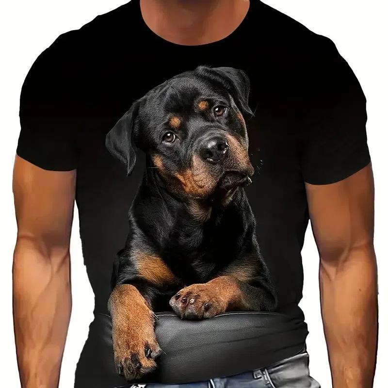 Bobby3 3D Printing hond Dier Element Patroon T-shirt Voor Mannen Mode Ronde Hals Kleding Ademend Comfortabel Herenkleding Mannelijke Top 3XL