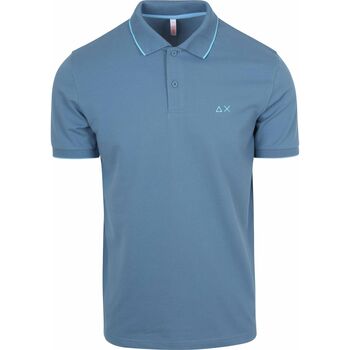 Sun68 T-shirt  Poloshirt Small Stripe Collar Avio Blauw