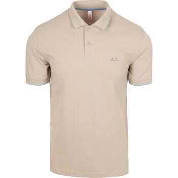 Sun68 T-shirt  Poloshirt Small Stripe Collar Greige