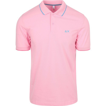 Sun68 T-shirt  Poloshirt Small Stripe Collar Lichtroze