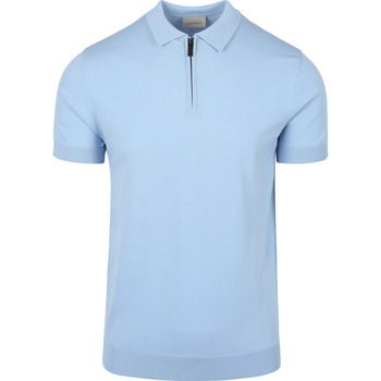 Suitable T-shirt  Knitted Half Zip Polo Lichtblauw