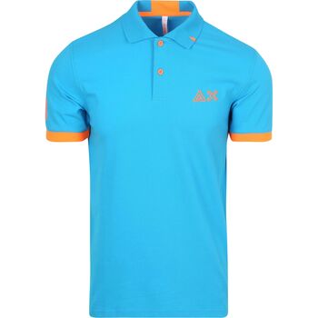 Sun68 T-shirt  Poloshirt Logo Fluo Blauw