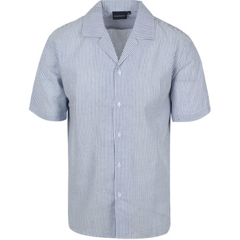 Suitable Overhemd Lange Mouw  Short Sleeve Overhemd Stripe Seersucker Lichtblauw