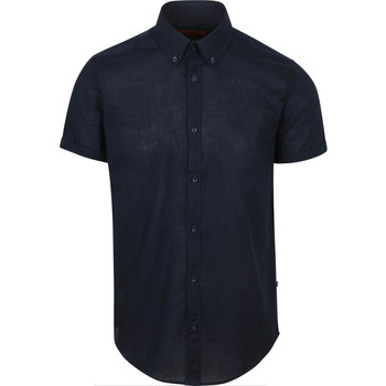 Suitable Overhemd Lange Mouw  Korte Mouwen Overhemd Cotton Slub Navy