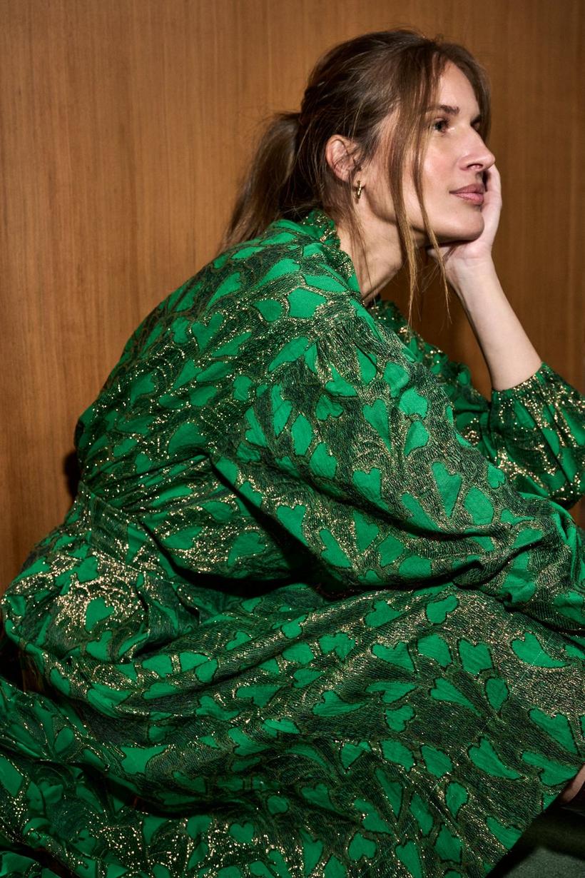 Mayerline Blouse In Gouddraadjacquard Met Aangefronst Kraagje