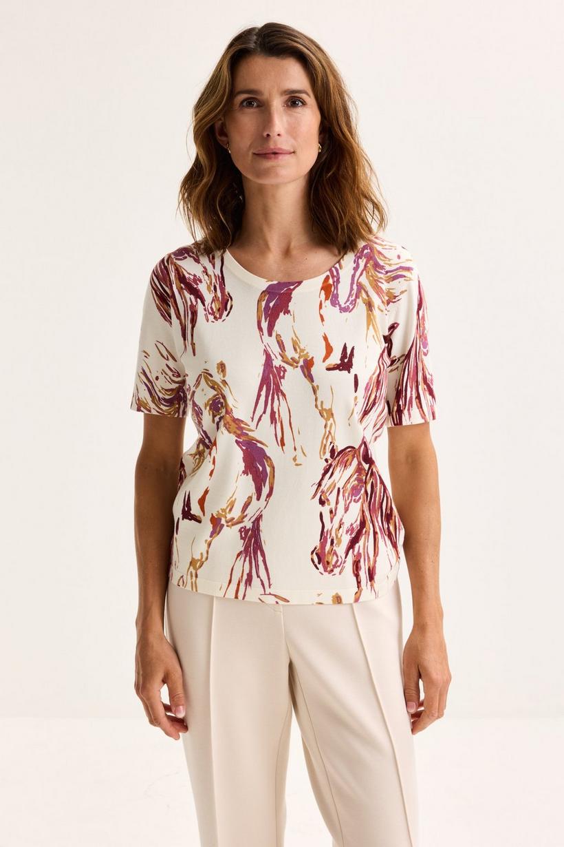 Mayerline Trui Met Paardenprint En Korte Mouw