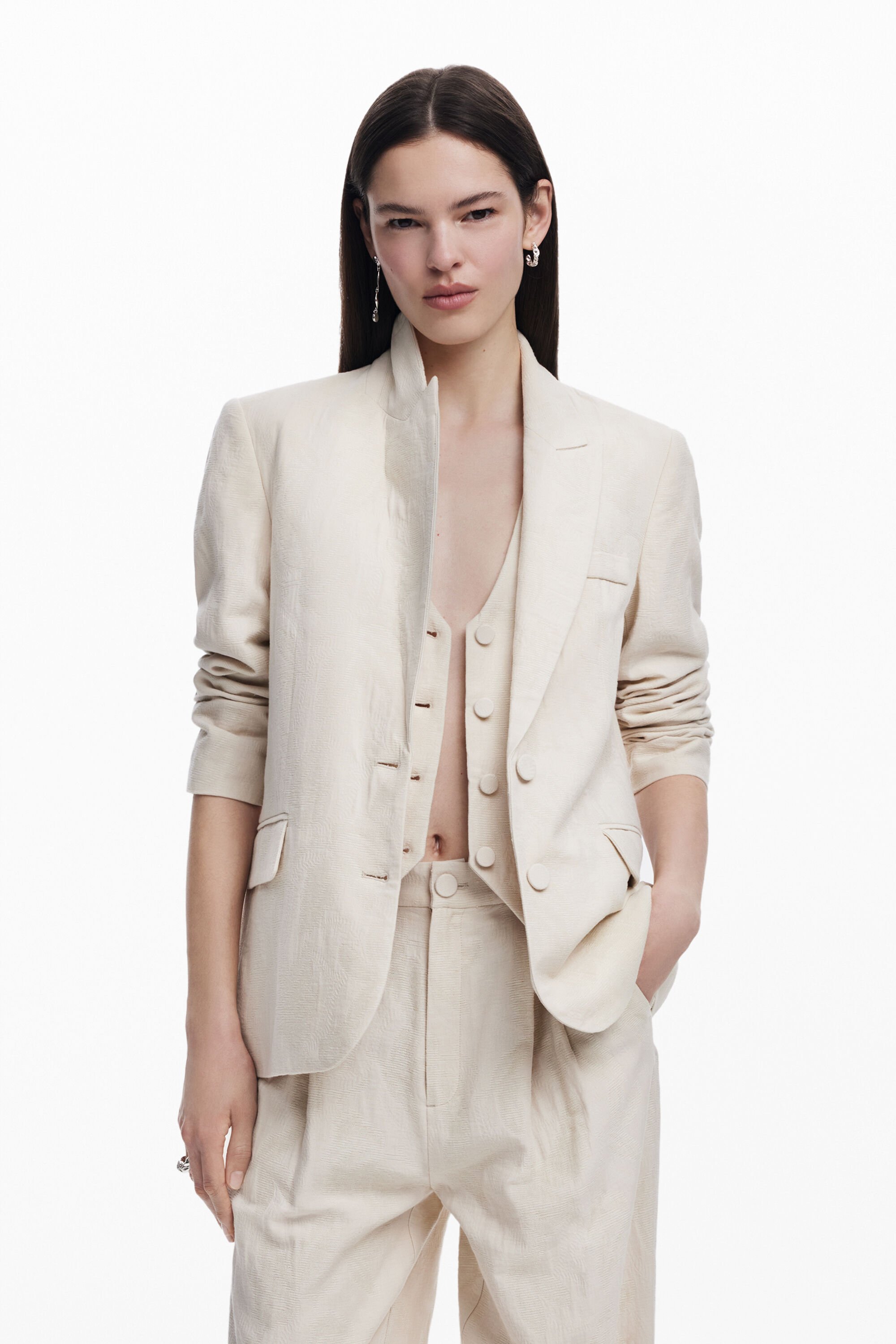 Desigual Blazer met bladen - WHITE