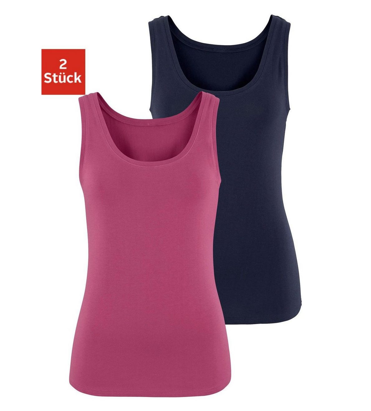 Vivance Tanktop Elastische katoenkwaliteit gemaakt van elastische katoenen stof, strandtop (Set van 2)